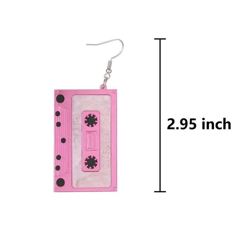 MIAIULIA Cassette Tape Dangle 80s earrings 1980s Style Costume Earring Lilac Tape - Image 4